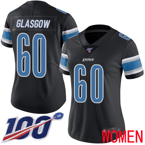 Detroit Lions Limited Black Women Graham Glasgow Jersey NFL Football #60 100th Season Rush Vapor Untouchable->youth nfl jersey->Youth Jersey